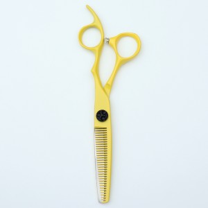 6 “yellow professional hair scissors set Flat cut traceless teeth scissors two sets of Japan 440C steel