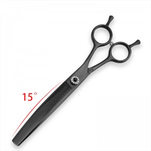 Black Titanium Professional Pet Dog Grooming Curved Thinning Scissors 7 inch 440C Stainless Steel