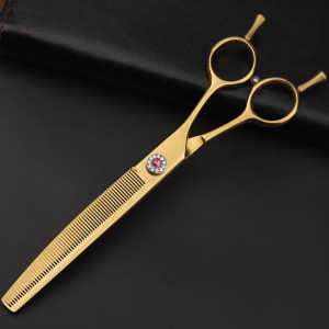Golden curve thin scissors 440C steel pet grooming scissors
