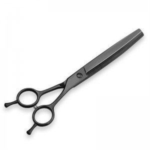 Black Titanium Professional Pet Dog Grooming Curved Thinning Scissors 7 inch 440C Stainless Steel