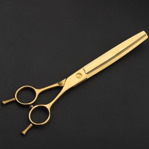 Golden curve thin scissors 440C steel pet grooming scissors