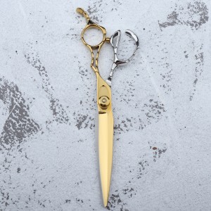 6.8-inch Japanese VG10 steel gold and silver double shape hollow-out handle barbershop hair stylist