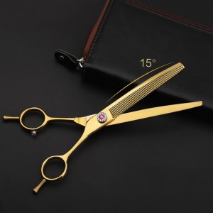 7 “golden thin scissors pet grooming scissors dog scissors