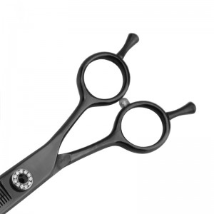 Black Titanium Professional Pet Dog Grooming Curved Thinning Scissors 7 inch 440C Stainless Steel