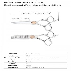 VG10 steel 6-inch silver Crocker screw flat scissors