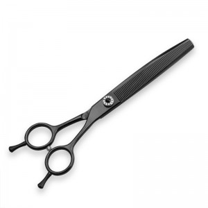 Black Titanium Professional Pet Dog Grooming Curved Thinning Scissors 7 inch 440C Stainless Steel