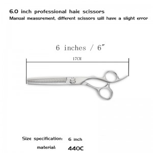 G310 Antler teeth Cut hair removal volume 30% 6 inch barber scissors Japan 440C steel