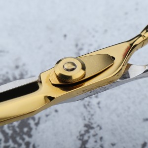 6.8-inch Japanese VG10 steel gold and silver double shape hollow-out handle barbershop hair stylist