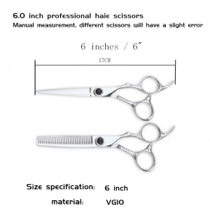 6 “professional hair scissors set straight&thinning scissors set