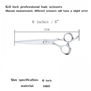 6 inch Japanese steel VG10 professional hair scissors flat cut